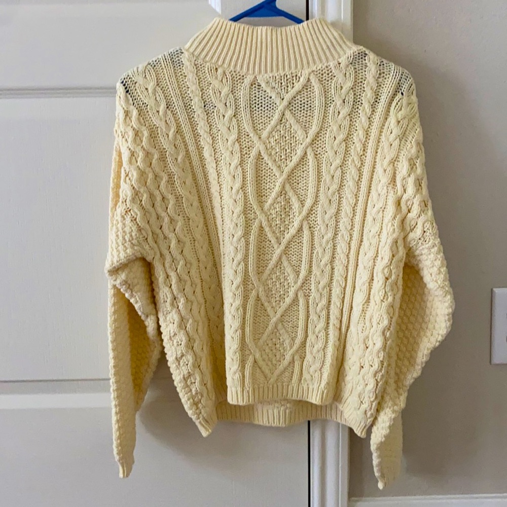 High neck off white sweater